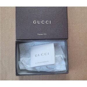 GUCCI Brown Gold Empty Gift Storage Box Wallet Size 4.75" x 3.25" x 1.25" Italy